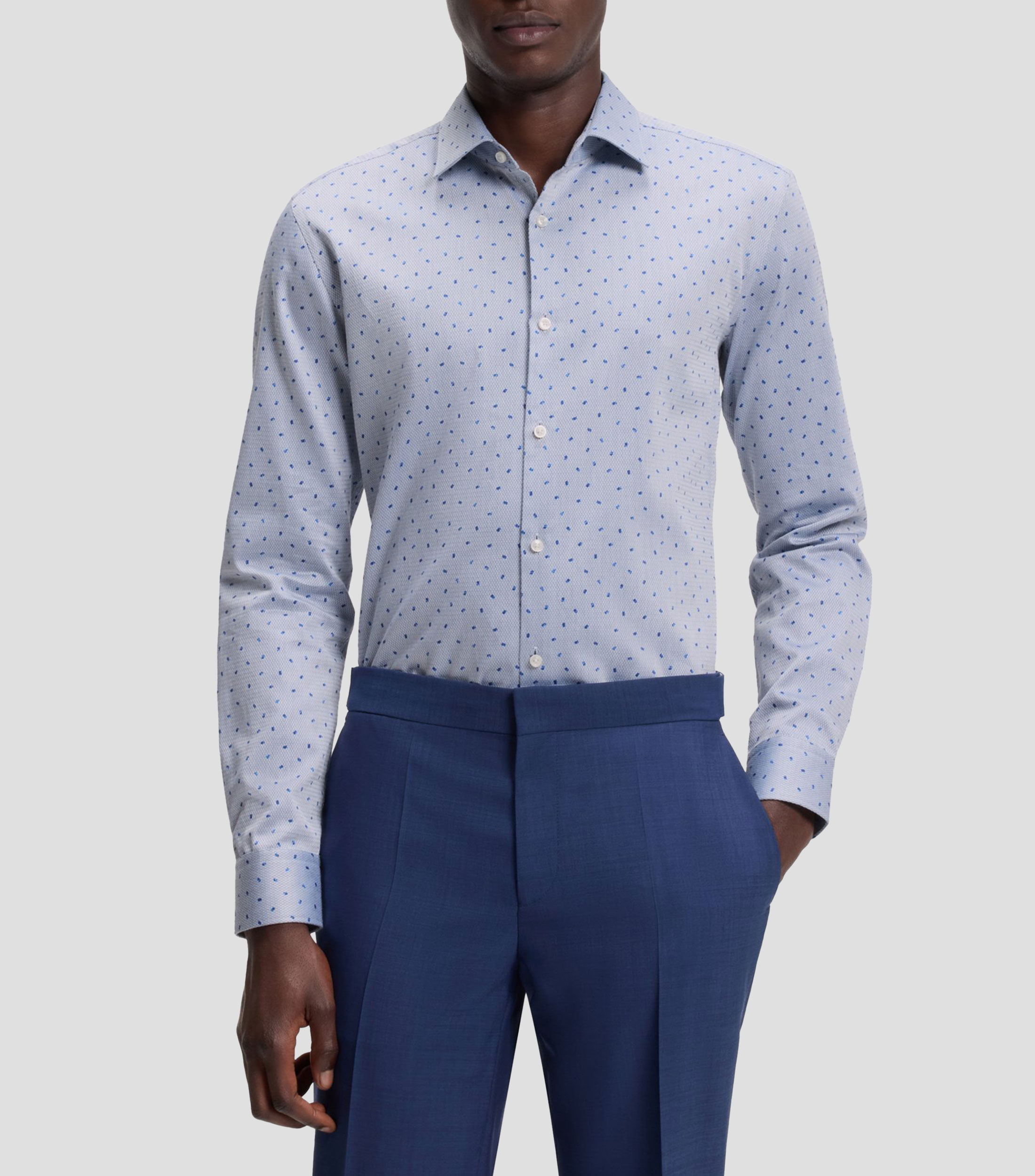 Camisa microdiseño manga larga Hombre